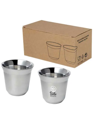 Juego de tazas para espresso de acero inoxidable de 80 ml con certificado RCS 
