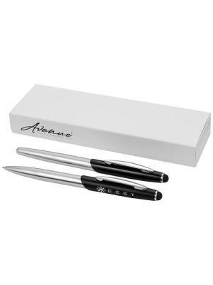 set de bolígrafo y rollerball stylus “geneva” burgundy/blanco vista1