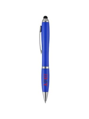 bolígrafo con stylus con cuerpo y empuñadura del mismo color con acabados cromados “nash” burgundy/blanco vista1