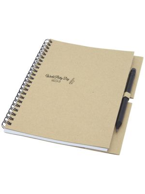 libreta mediana con espiral y lápiz luciano eco burgundy/blanco vista1