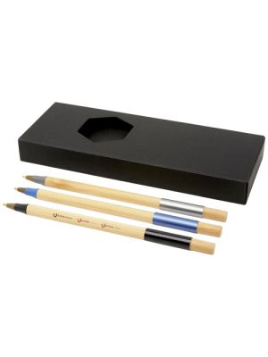 set de bolígrafos de bambú de 3 piezas kerf burgundy/blanco vista1