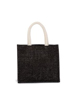 bolsa estilo cesta de tela de yute, modelo mediano burgundy/blanco vista2