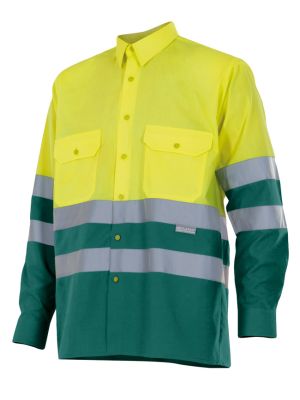 Camisas reflectantes velilla bicolor manga larga alta visibilidad 144 de algodon vista 1