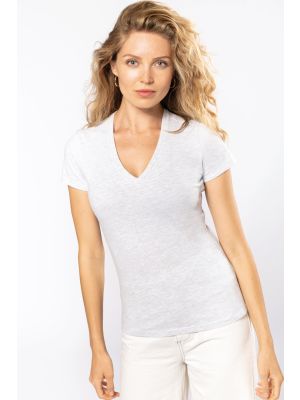 camiseta bio150 cuello de pico mujer manga corta burgundy/blanco vista6