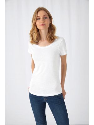 camiseta organic slub inspire mujer manga corta burgundy/blanco vista1