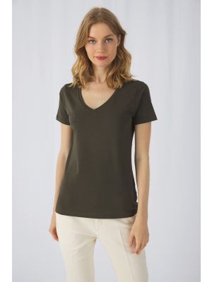 camiseta organic inspire cuello de pico mujer manga corta burgundy/blanco vista1