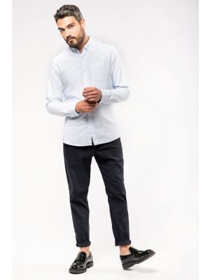 camisa oxford lavada manga larga manga larga burgundy/blanco vista1