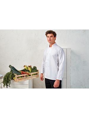chaqueta de cocina botones a presión manga larga burgundy/blanco vista7