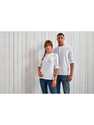 camiseta «long john» mujer manga larga burgundy/blanco vista4