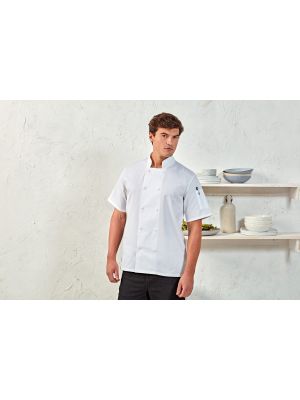 chaqueta de cocina manga corta burgundy/blanco vista3