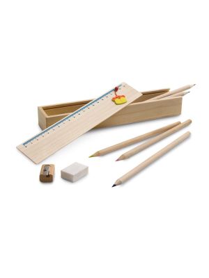 Estuches doodle de madera con publicidad vista 2