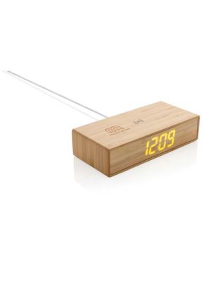 despertador de bambú con cargador inalámbrico de 5w burgundy/blanco vista2