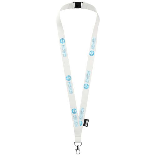 lanyard de pet reciclado con cierre independiente tom burgundy/blanco vista1
