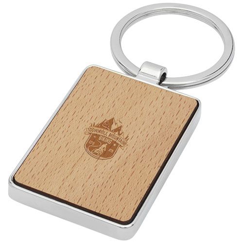 llavero rectangular de madera de haya mauro burgundy/blanco vista1