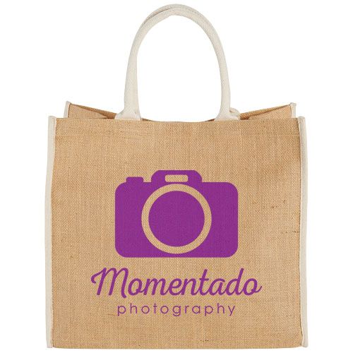 bolsa tote de yute con bordes contrastados harry burgundy/blanco vista1