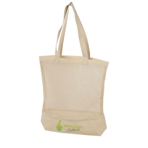 bolsa de compras de algodón de malla maine burgundy/blanco vista1