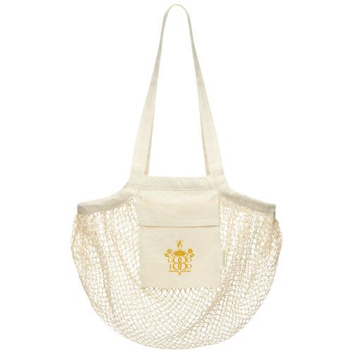 bolsa tote de malla de algodón orgánico con certificado gots de 100 g/m² pune burgundy/blanco vista1