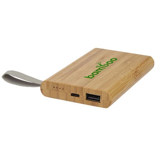 batería externa de 5000 mah de bambú tulda burgundy/blanco vista1
