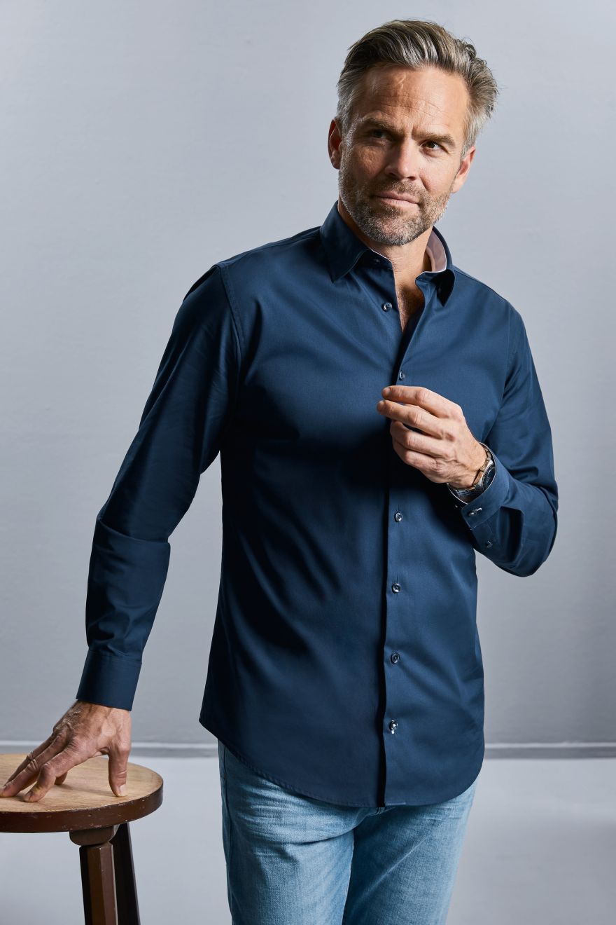 camisa ultimate stretch manga larga manga corta burgundy/blanco vista1