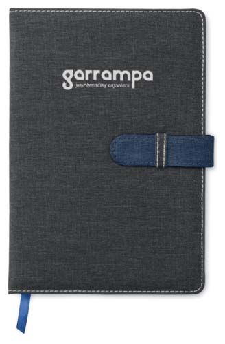 Libretas sin anillas bisnote de varios materiales con logo vista 1