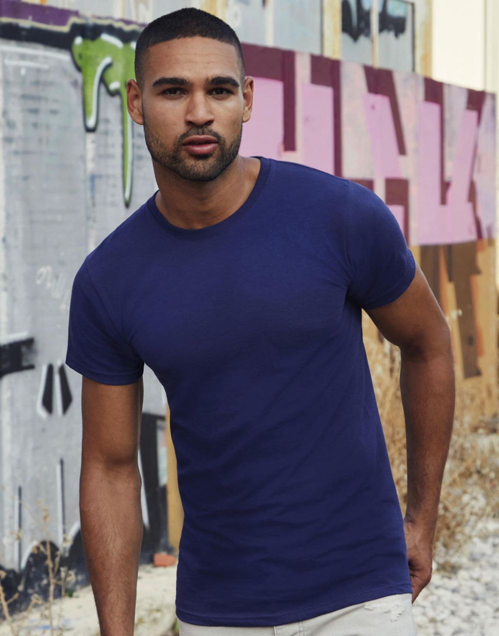 Camisetas manga corta fruit of the loom hombre sofspun con logo vista 1