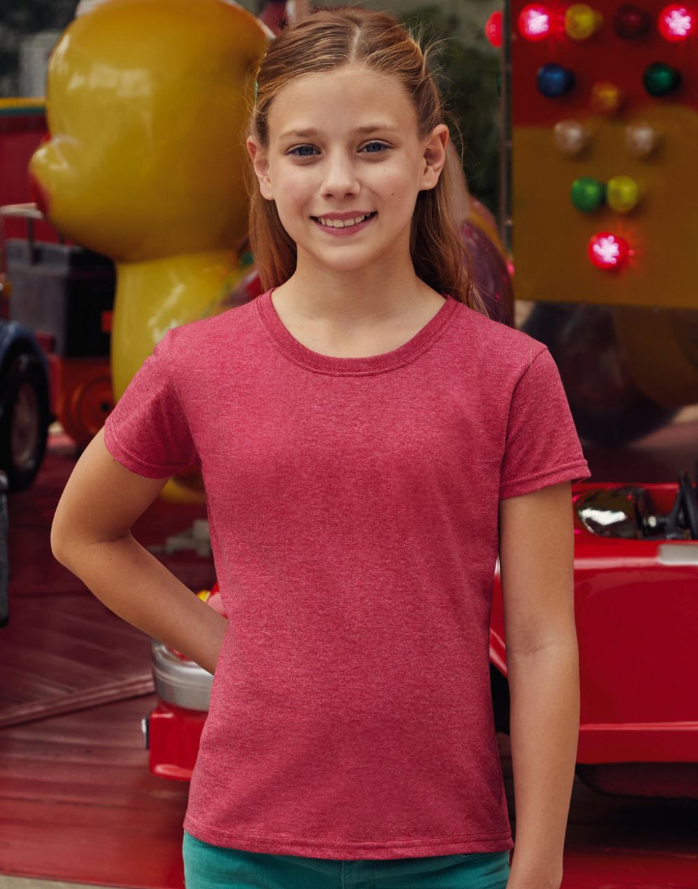 Camisetas manga corta fruit of the loom valueweight niña con logo vista 1