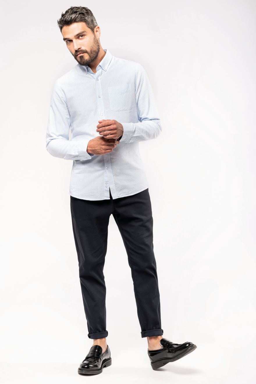 camisa oxford lavada manga larga manga larga burgundy/blanco vista1