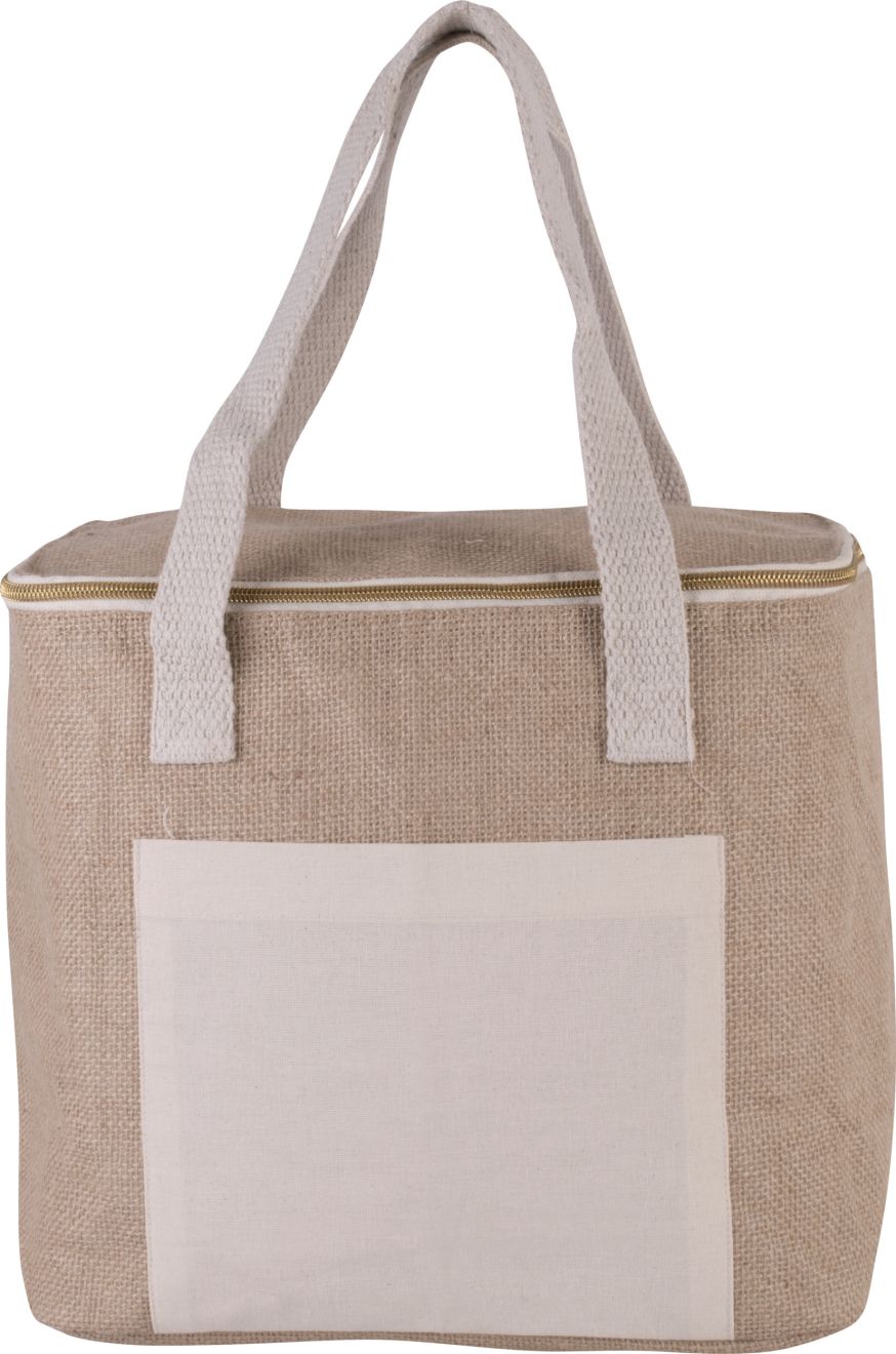 bolsa isotérmica de yute - modelo mediano burgundy/blanco vista1