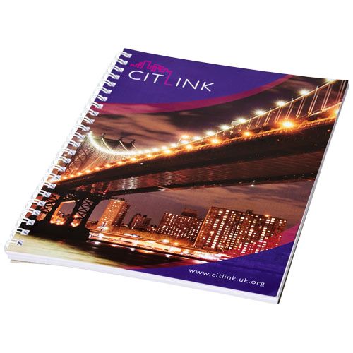 libreta a5 con espiral desk-mate® burgundy/blanco vista1