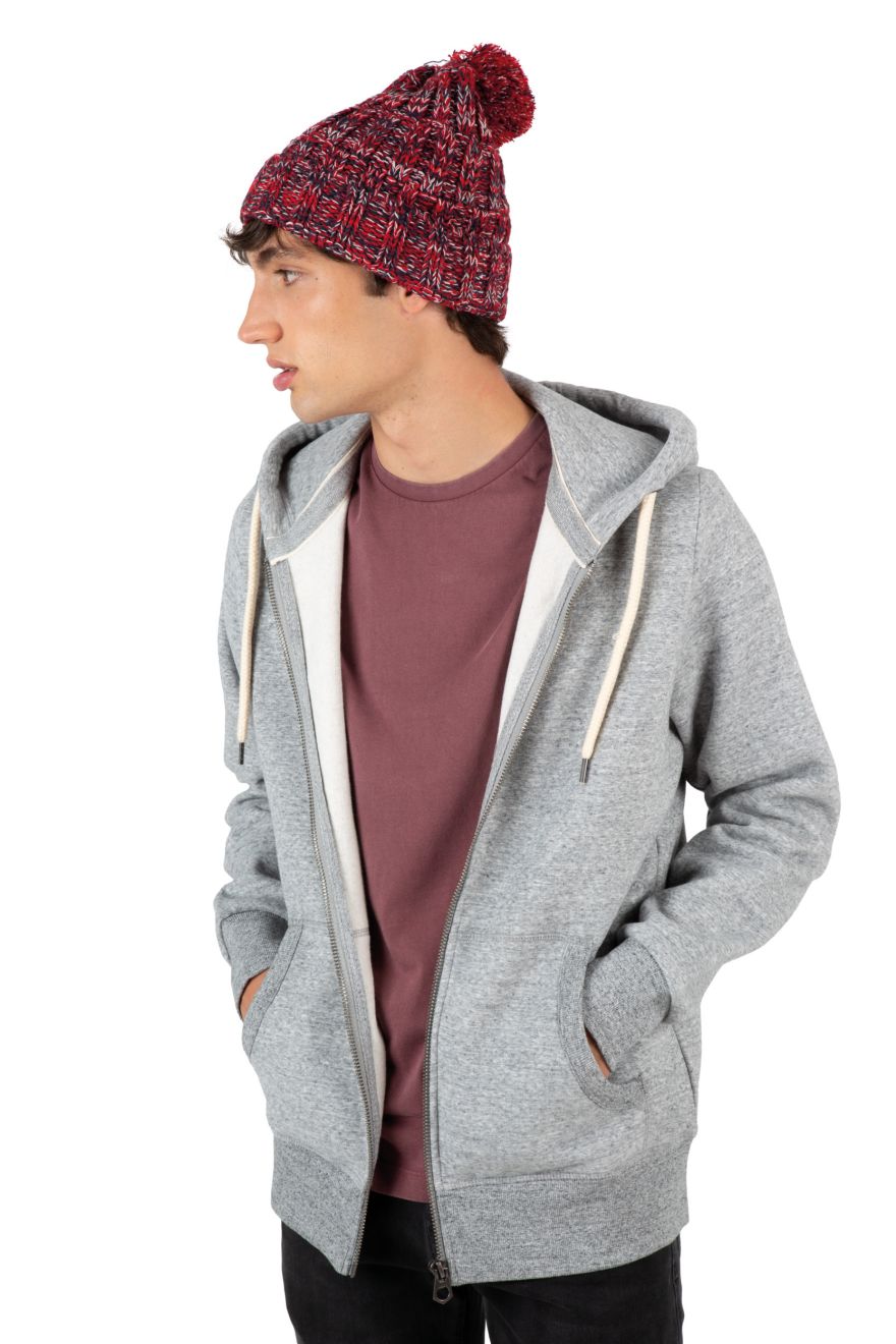 Gorro Acrílico con Solapa, Pompón, Tejido a Mano