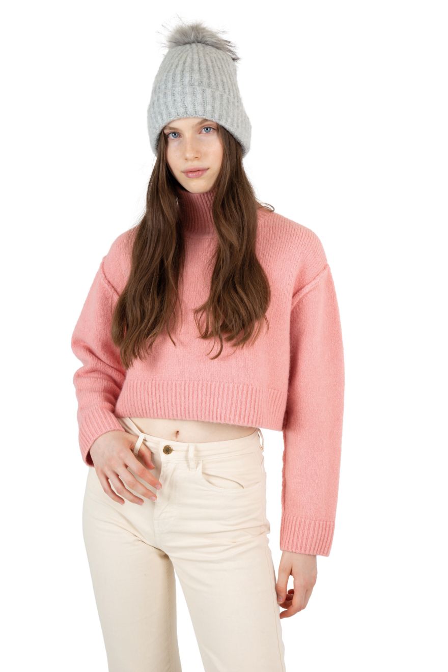 gorro con pompón mujer burgundy/blanco vista4