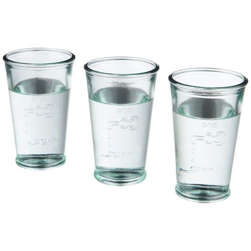 Vasos cocina of 3 glasses of water de vidrio ecológico con logo vista 1