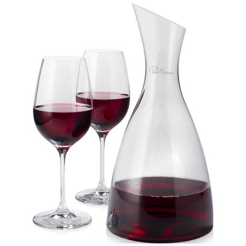 Accesorios vino decantador con 2 copas de vino prestige de vidrio con logo vista 1