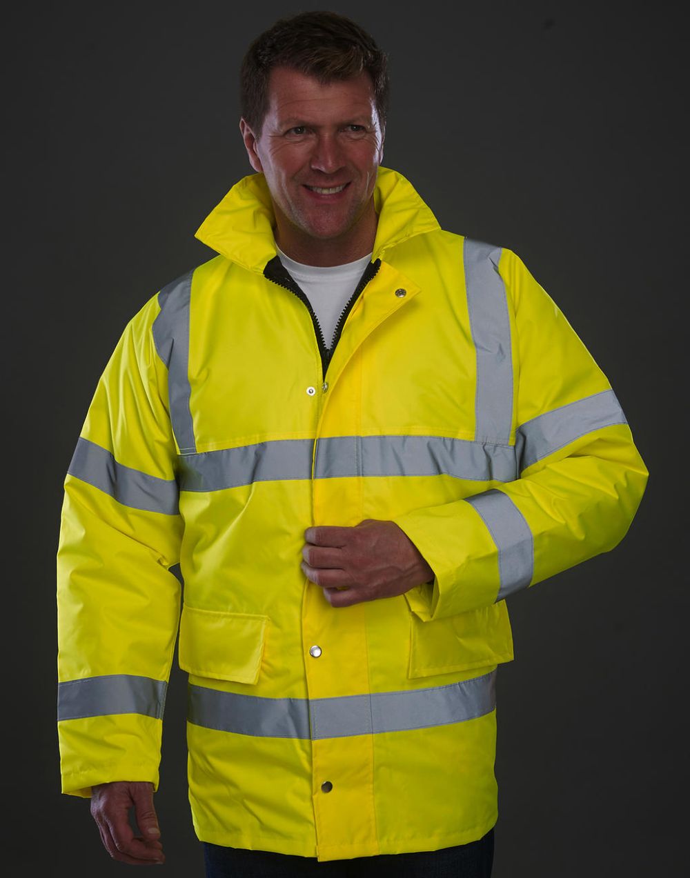 Chaquetas y parkas reflectantes yoko de seguridad motorway fluo con impresión vista 2