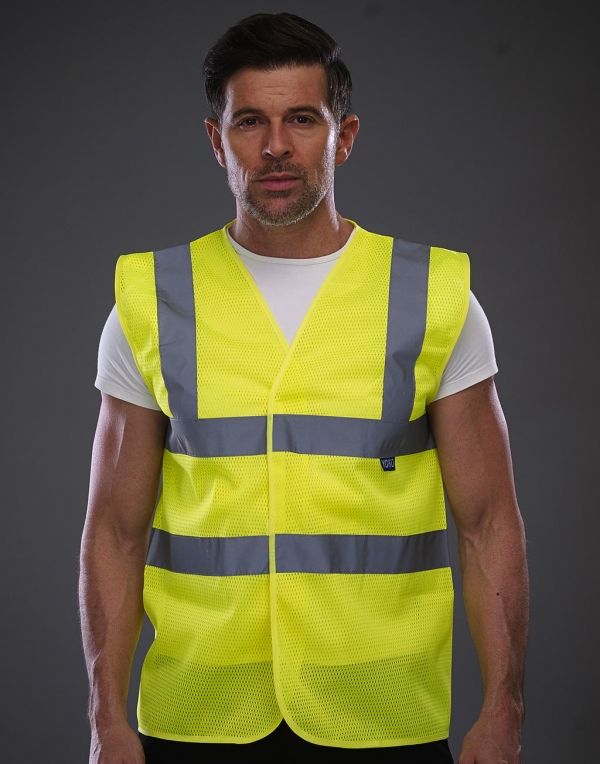 Chalecos reflectantes yoko malla fluo para personalizar vista 1