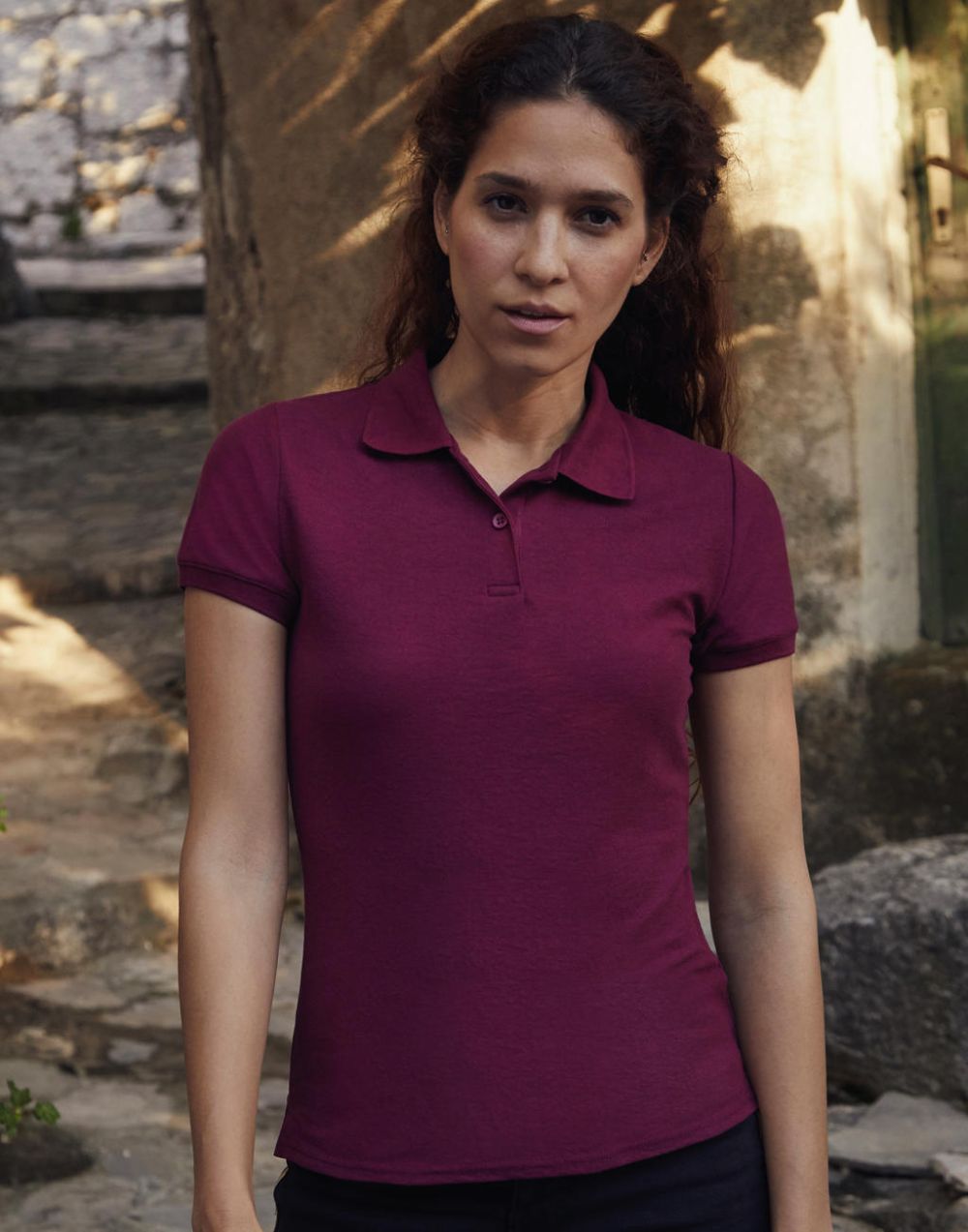 Polos manga corta fruit of the loom piqué 6535 mujer con impresión vista 1