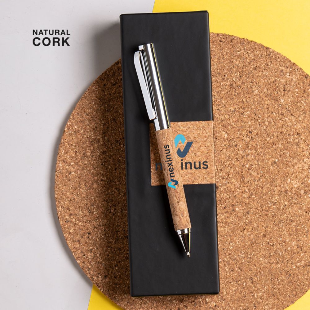 Bolígrafos personalizados vamet de corcho ecológico con logo vista 2