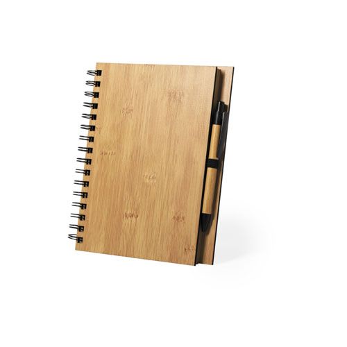 Cuadernos con anillas polnar de bambú ecológico con logo vista 1