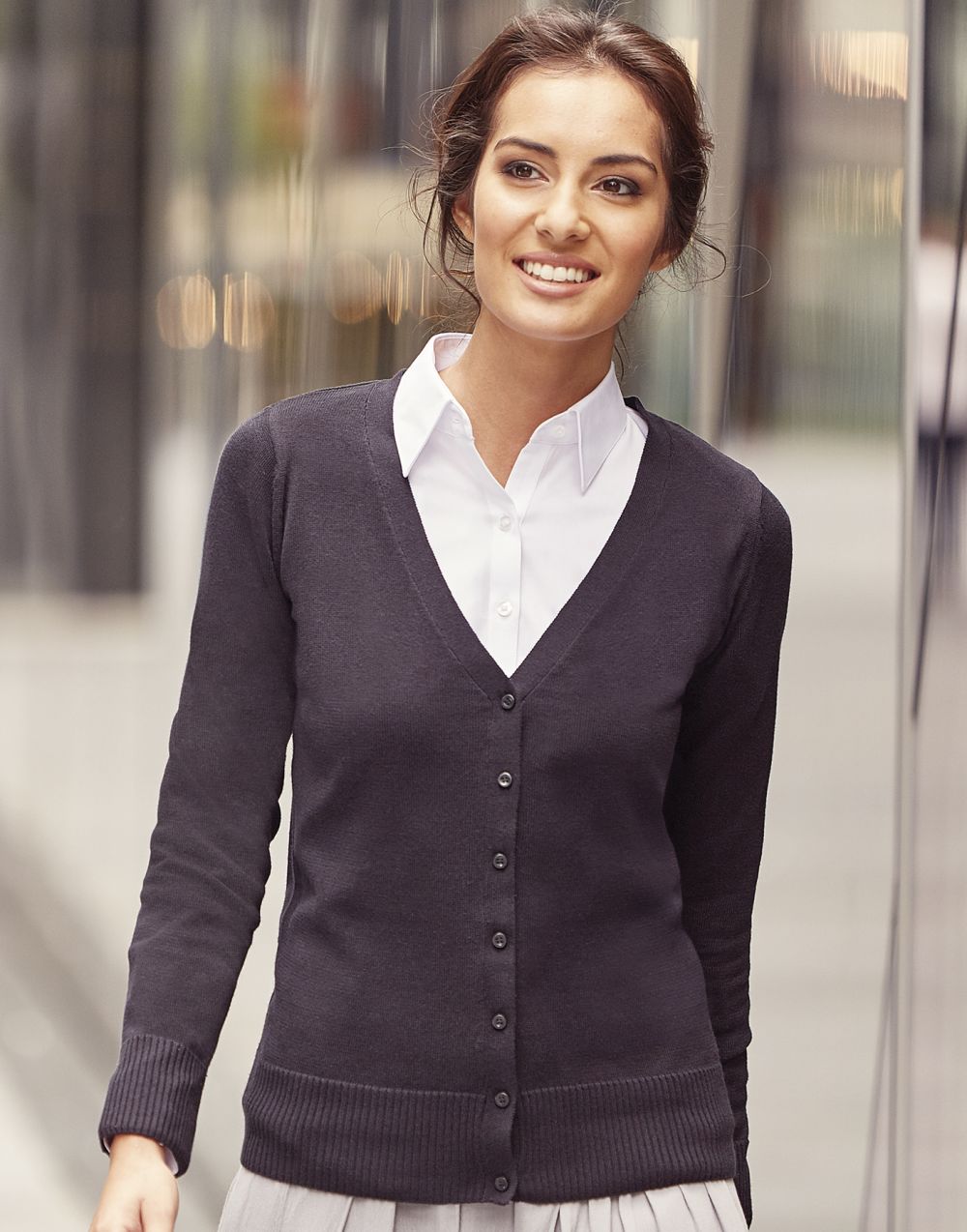 Chaquetas punto russell de punto cuello v mujer con logo vista 5