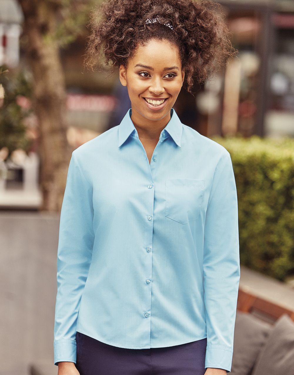Camisas manga larga russell popelin manga larga de mujer con logo vista 7