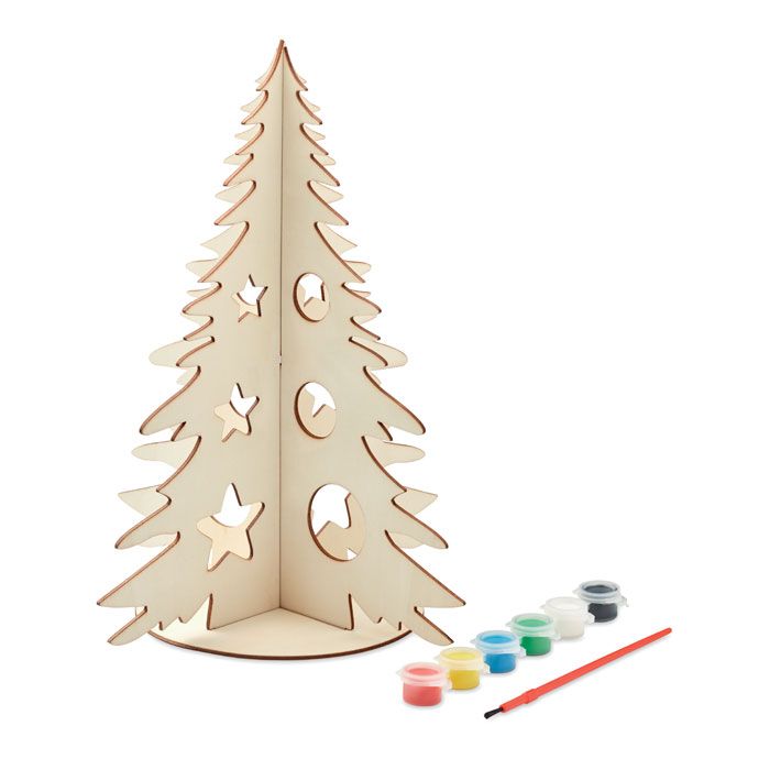 tree and paint árbol de navidad de madera diy burgundy/blanco vista1