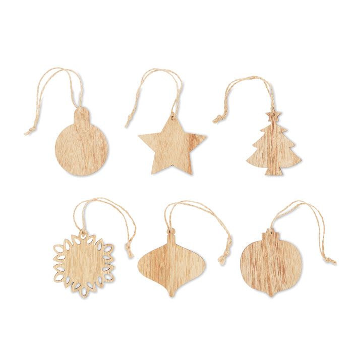 chriset adornos navideños de madera burgundy/blanco vista1