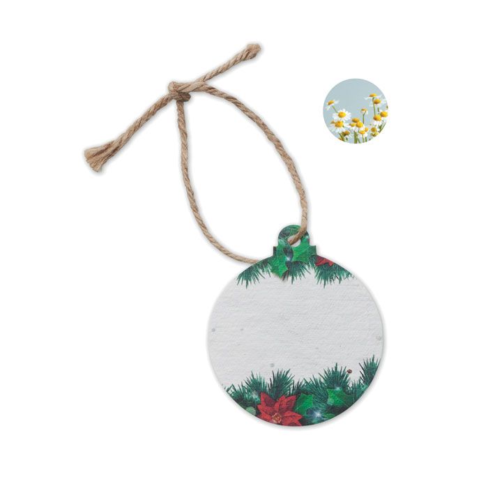 bauseed adorno navideño papel semillas burgundy/blanco vista1