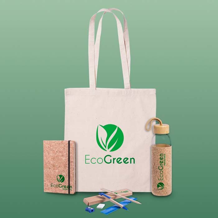 Welcome pack de Ecológico con botella presentado en bolsa