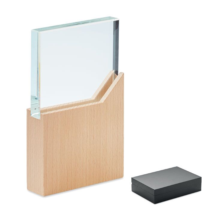 zeal placa o trofeo de cristal burgundy/blanco vista1