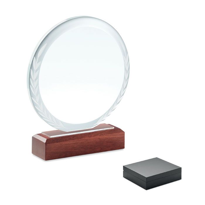 keen placa o trofeo cristal redonda burgundy/blanco vista1