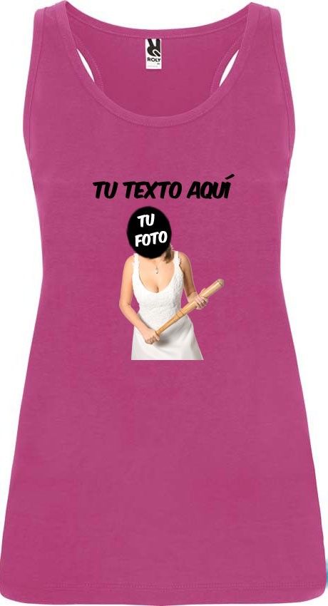 camiseta de tirantes de despedida novia con bate para mujer en color vista 1