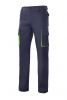 Pantalones de trabajo velilla bicolor multibolsillos 103004 de algodon azul marino verde lima con impresión vista 1