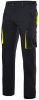 Pantalones de trabajo velilla stretch bicolor multibolsillos de poliéster negro amarillo fluor con impresión vista 1