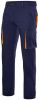 Pantalones de trabajo velilla stretch bicolor multibolsillos de poliéster azul marino naranja flúor con impresión vista 1